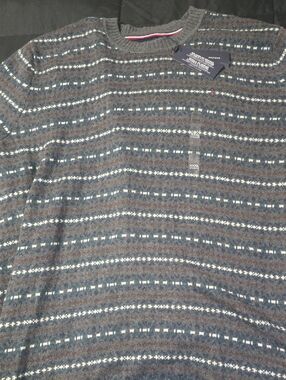 Tommy Hilfiger Gray, Navy and White Patterned Crewneck Sweater